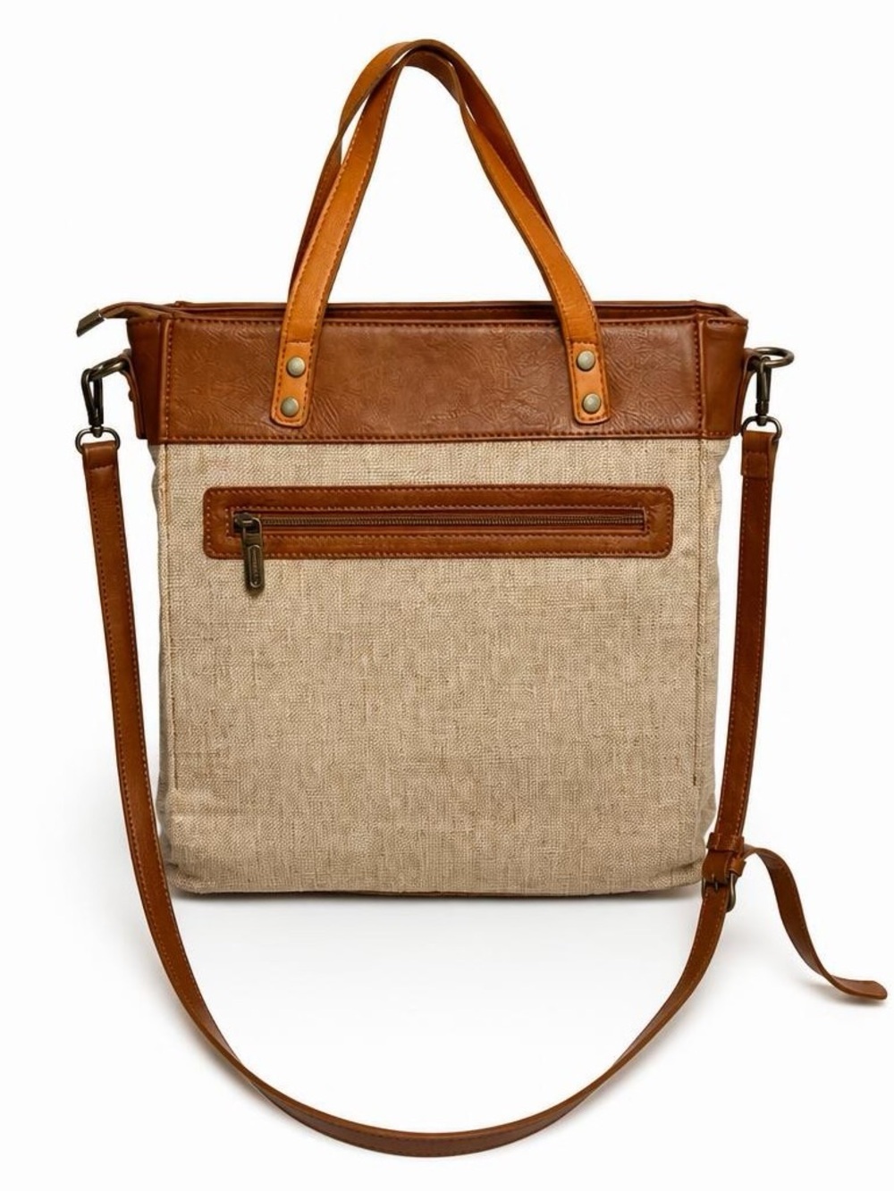Wrangler Canvas Bucking Bronc Tote, PV Trim,leather handles, Xbody strap, unworn - Picture 2 of 14